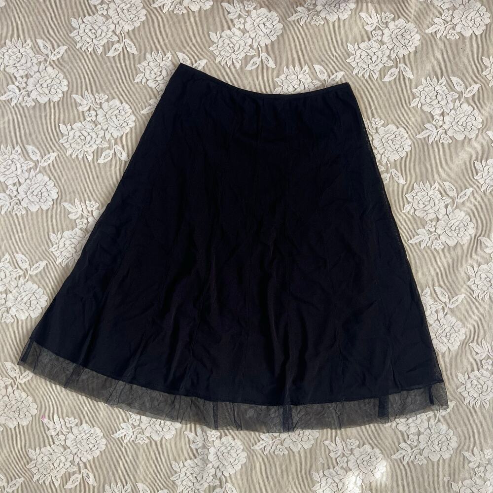 Vintage Vivienne Tam Black Mesh Midi Skirt Size S